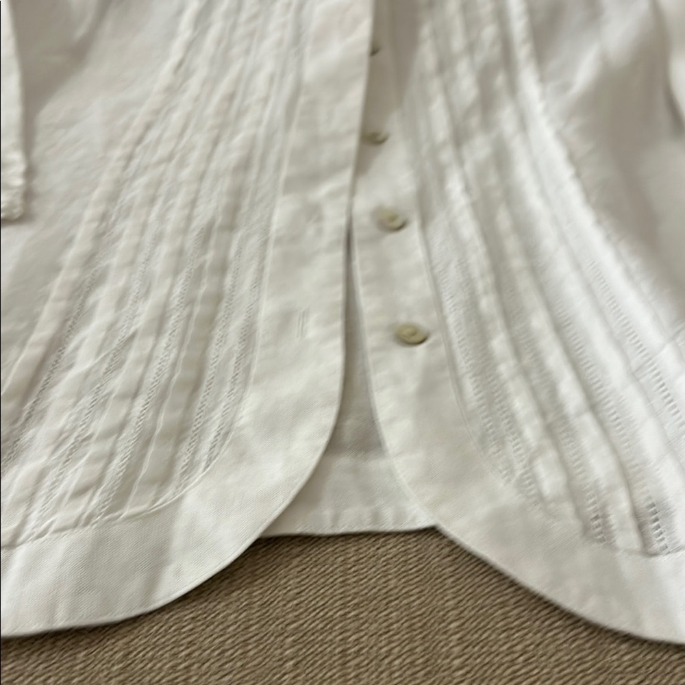 Fox Croft Size 18W 3/4 sleeve White linen Button-Up Blouse - Picture 8 of 10